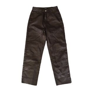 NASTY GAL Brown Faux-Leather Trouser